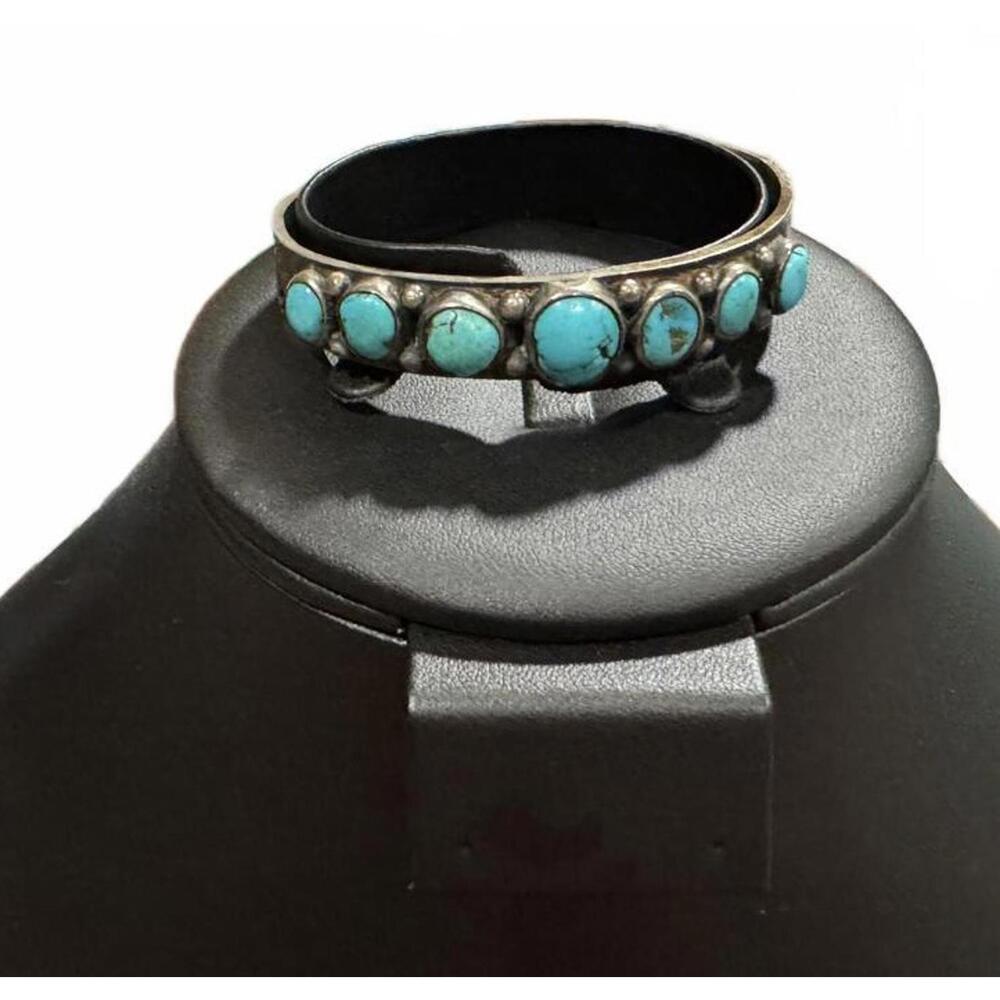 Vintage Navajo Silver and 7 Turquoise Stone Bracelet